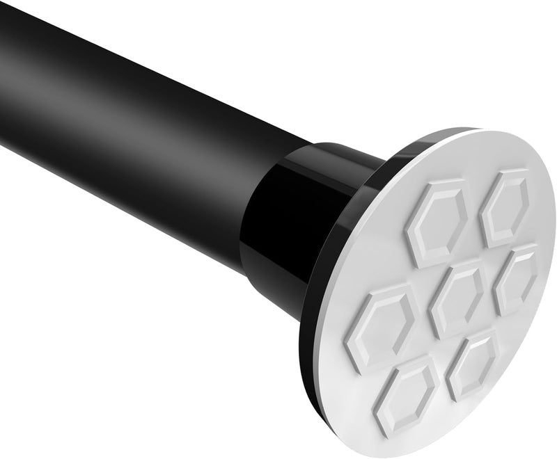 Hoople Heavy Duty Tension Curtain Rod 102-120 Inch, 1.27"Diameter No Drilling Adjustable Rod for Shower Windows Bathroom Bedroom Patio, Renter Friendly, Non-Slip Telescoping Design, Black - Image 1